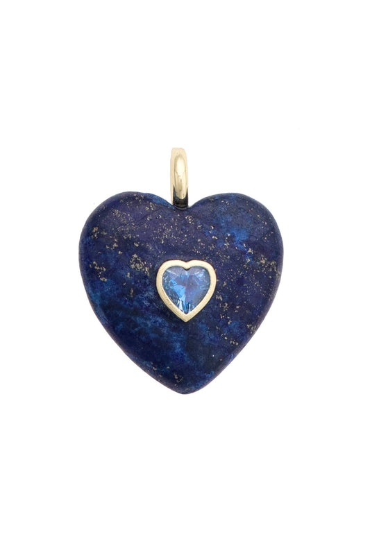Lapis Bezel Heart Charm in Blue