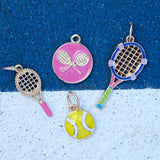 Circle Tennis Racquets Charm in Pink