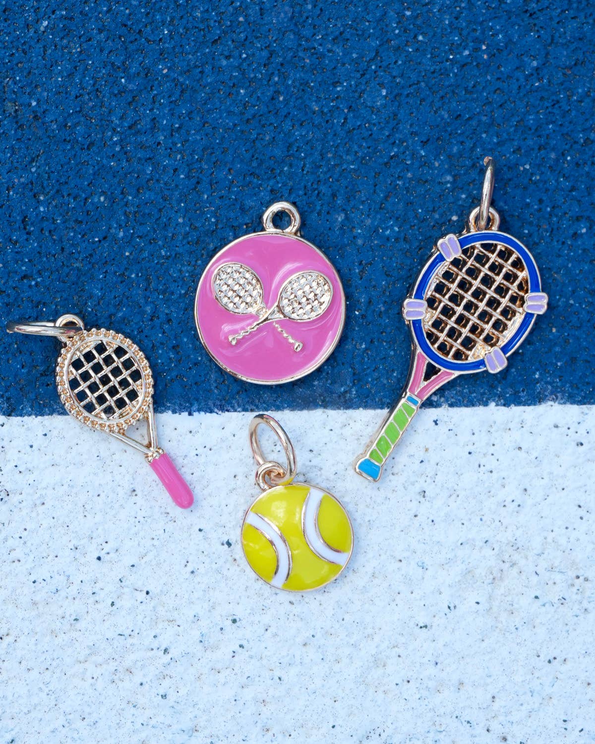 Circle Tennis Racquets Charm in Pink