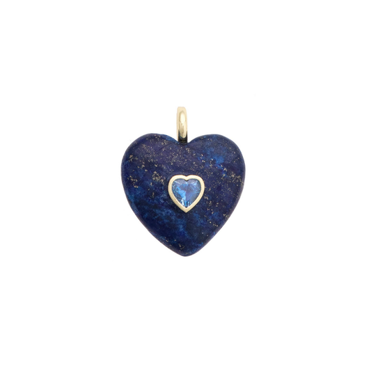 Lapis Bezel Heart Charm in Blue