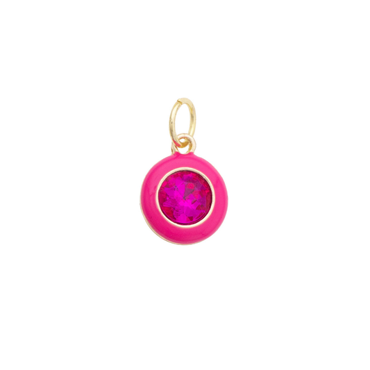 Enamel Bezel Charm in Fuchsia