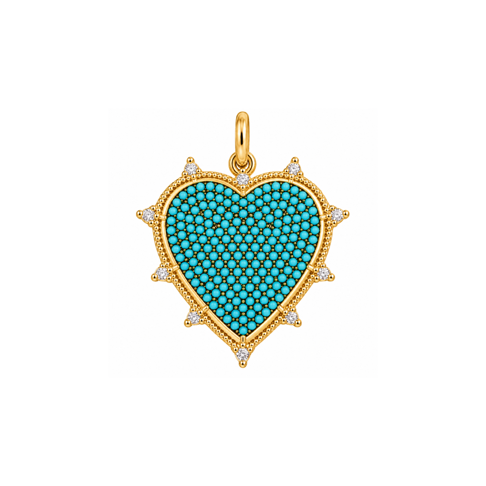 Turquoise Radiant Heart Charm