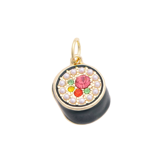 Rhinestone 3-D Sushi Charm in Black & White