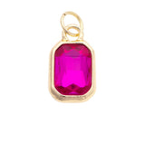 Emerald Cut Rhinestone Charm in Hot Pink