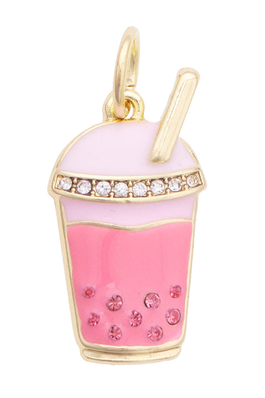 Rhinestone Boba Charm in Light Pink