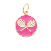 Circle Tennis Racquets Charm in Pink