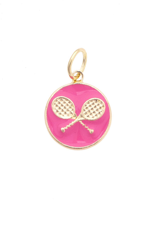 Circle Tennis Racquets Charm in Pink